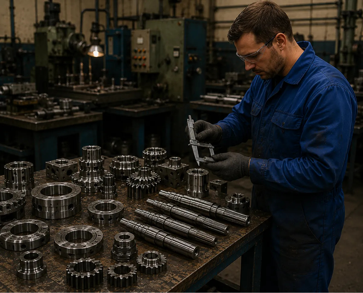 Case hardened CNC machined steel components for industrial applications